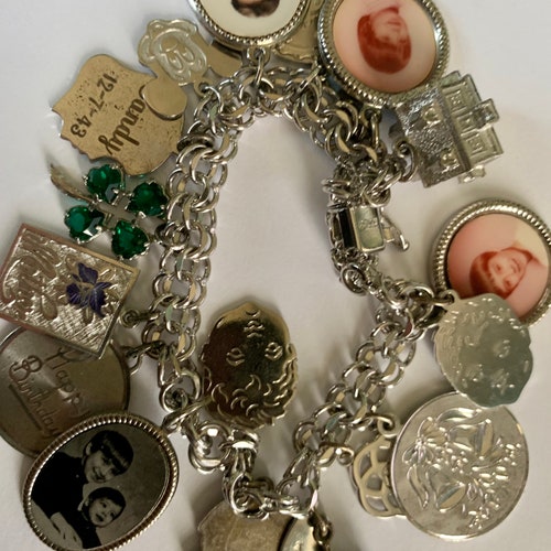 Vintage Sterling Silver Charm shops Bracelet 1940’s to 1970’s