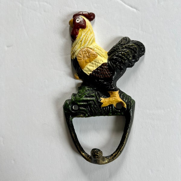 Rustic Cast Iron Rooster Vintage Hook
