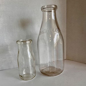 2 CT Vintage Glass Milk Bottles
