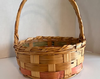 Vintage Wicker Easter Basket Shabby Decor
