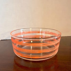 Vintage Clear Glass Striped Bowl Retro Kitchen