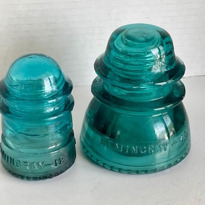 2 CT Vintage Aqua Glass Insulators Collectible Glass