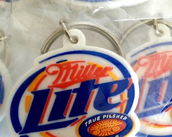 Keychain Miller Lite Football Never Used Mint 2 1/4"L Beer Advertising Rubber 