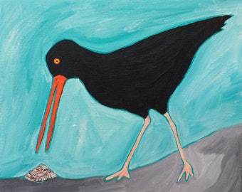 oystercatcher meets limpet  - ART CARD - ecofriendly