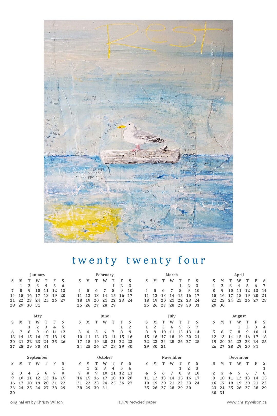 2024 POSTER Calendar seagull at Rest 100 Etsy