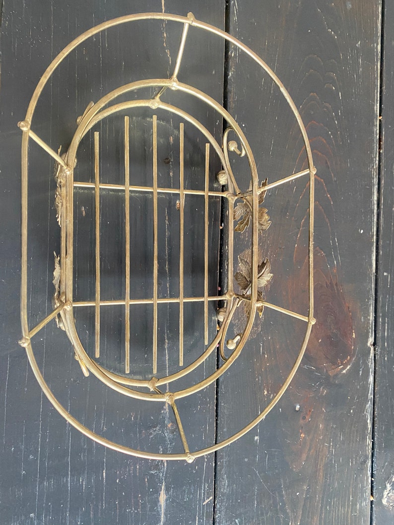 Vintage brass planter basket brass plant holder brass basket gold leaf basket