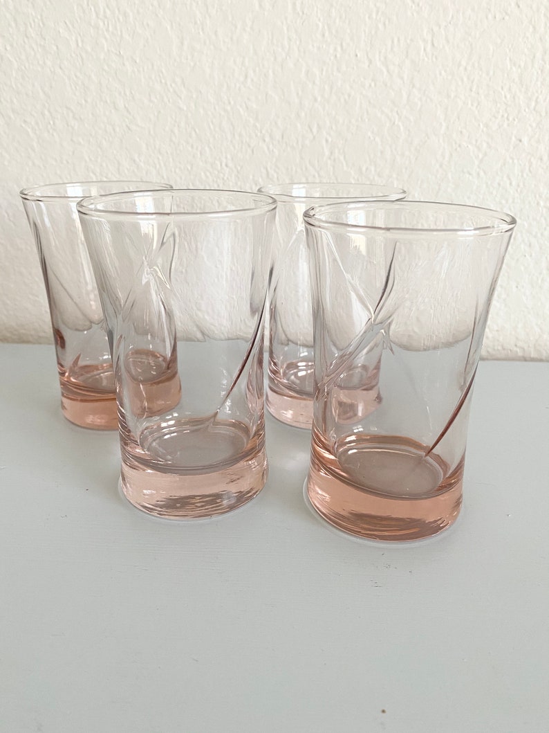 Vintage pink juice glasses / set of four 4 /tumblers / colored Etsy