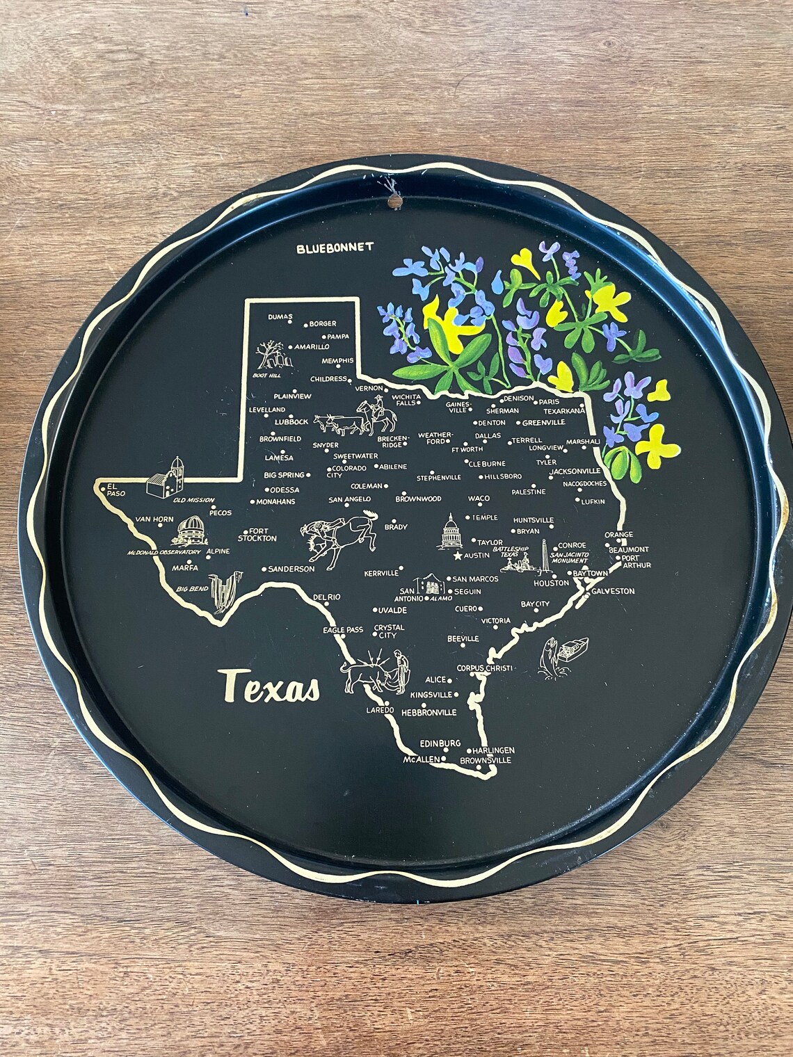 Vintage Black metal state plates / collectible wall plates / Etsy