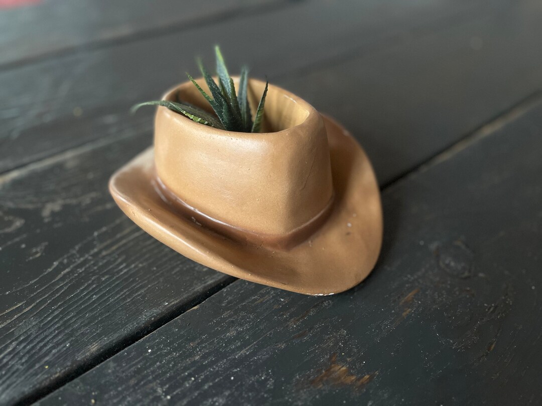 Vintage Cowboy Hat Planter / Small Western Ceramic Planter / Etsy