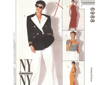 Jacket, Halter Dress, Off Shoulder Top or Dress, Pants Pattern McCalls 6988 NY Collection Trouser Suit Women Size 10 Sewing Pattern UNCUT