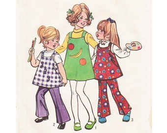 Girls Jumper or Tunic and Bell Bottom Pants Pattern Simplicity 9586 Toddler Size 2 Vintage Sewing Pattern UNCUT