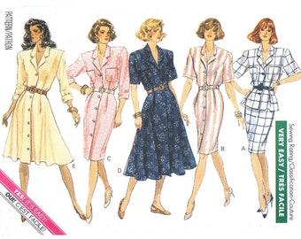 Shirt Dress, Top, Skirt Pattern Butterick 6316 Peplum Blouse, Slim Skirt Suit Sewing Patterns for Women Size 12 14 16 UNCUT