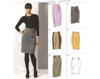 Vogue 8672 High Waist Skirt Pattern, Modern Sheath Skirt, Tapered Fitted Skirt Above Ankle or Knee Women Size 6 8 10 12 Sewing Pattern UNCUT