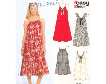 Easy Dress Pattern New Look 6700 Drawstring Beach Dress, Summer Sundress for Women Size 10 to 22 Plus Sewing Pattern UNCUT