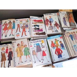 Lot of 30 Sewing Patterns, Random Vintage Patterns 1960s to 2000, Free Shipping, Complete or Uncut, Various Sizes Brands, Pattern Resell Lot image 1