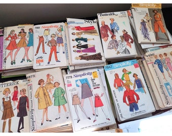 Lot of 30 Sewing Patterns, Random Vintage Patterns 1960s to 2000, Free Shipping, Complete or Uncut, Various Sizes Brands, Pattern Resell Lot