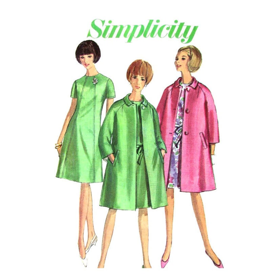 60s Raglan Coat & Dress Pattern Simplicity 6933 Womens Bust 36 Etsy