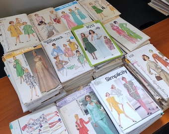 Lot of 40 Sewing Patterns, Grab Bag of Random Vintage Patterns from 1960s to 2000, Complete or Uncut, Various Sizes and Brands