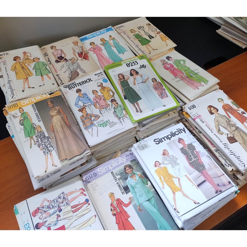 Lot of 30 Sewing Patterns, Random Vintage Patterns 1960s to 2000, Free Shipping, Complete or Uncut, Various Sizes Brands, Pattern Resell Lot image 2