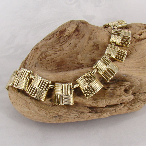 Coro Pegasus Gold Tone Weave Necklace - Nice Vintage 1960s Style - PLUS a Bonus! C