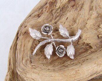 Bond Boyd Sterling Roses on Branch Brooch Vintage Delicate Design PLUS a Bonus!