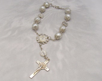 Vintage Pocket Tenner Rosary Beads Bracelet - Well Made Lovely Details!