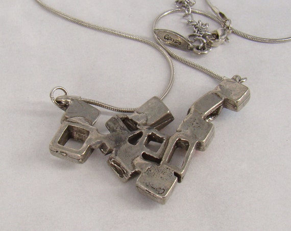 Osmose Abstract Deco Cube Design Necklace - Vinta… - image 3