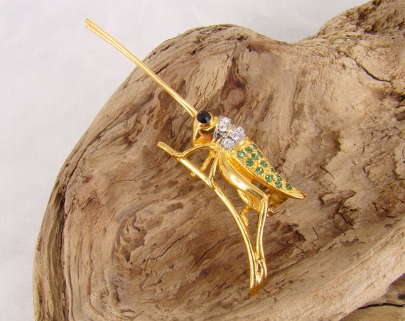 Rare Butler Grasshopper Cricket Brooch Beautiful Quality Swarovski Gems Vintage Signed Beauty Etsy Canada