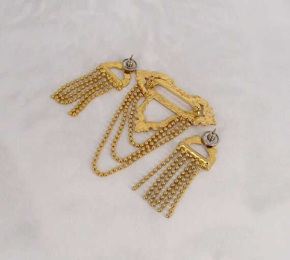 Chain Brooch Earring Set Crazy 1980's Jewelry Cha… - image 5