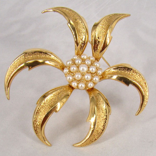 Marcel Boucher Floral Pearl Brooch Signed Boucher 0124B Numbered 1950's Brooch PLUS a Bonus!