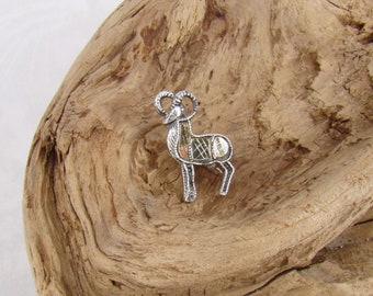 Teeny Tiny Mirrored Glass Ram Mountain Sheep Made in Japan Brooch PLUS a Bonus!  A13