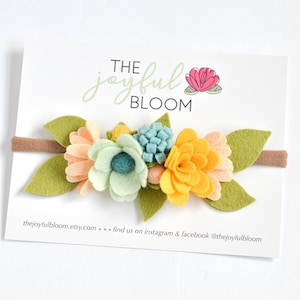 Felt Flower Crown / Mini Floral Crown / Baby Headband / Newborn Toddler Girls Headpiece / Birthday Cake Smash / Pastels / You Choose Color