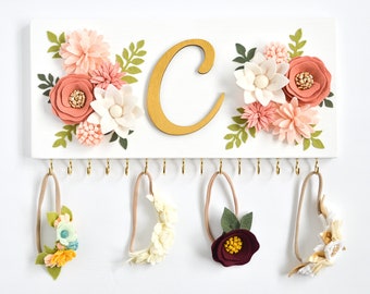 Headband Holder, Personalized Bow Organizer, Headband Hanger with Monogram, Headband Display, Hair Bow Storage, Baby Girl Wood Nursery Decor