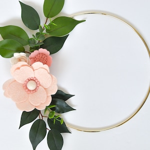Baby Monthly Milestone Blanket Number Marker, Floral Hoop Wreath, Baby Girl Gold Milestone Ring, Age Blanket Wreath Prop, Blush Pink Decor