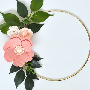 Baby Monthly Milestone Blanket Number Marker, Floral Hoop Wreath, Baby Girl Gold Milestone Ring, Age Blanket Wreath Prop, Blush Pink Decor