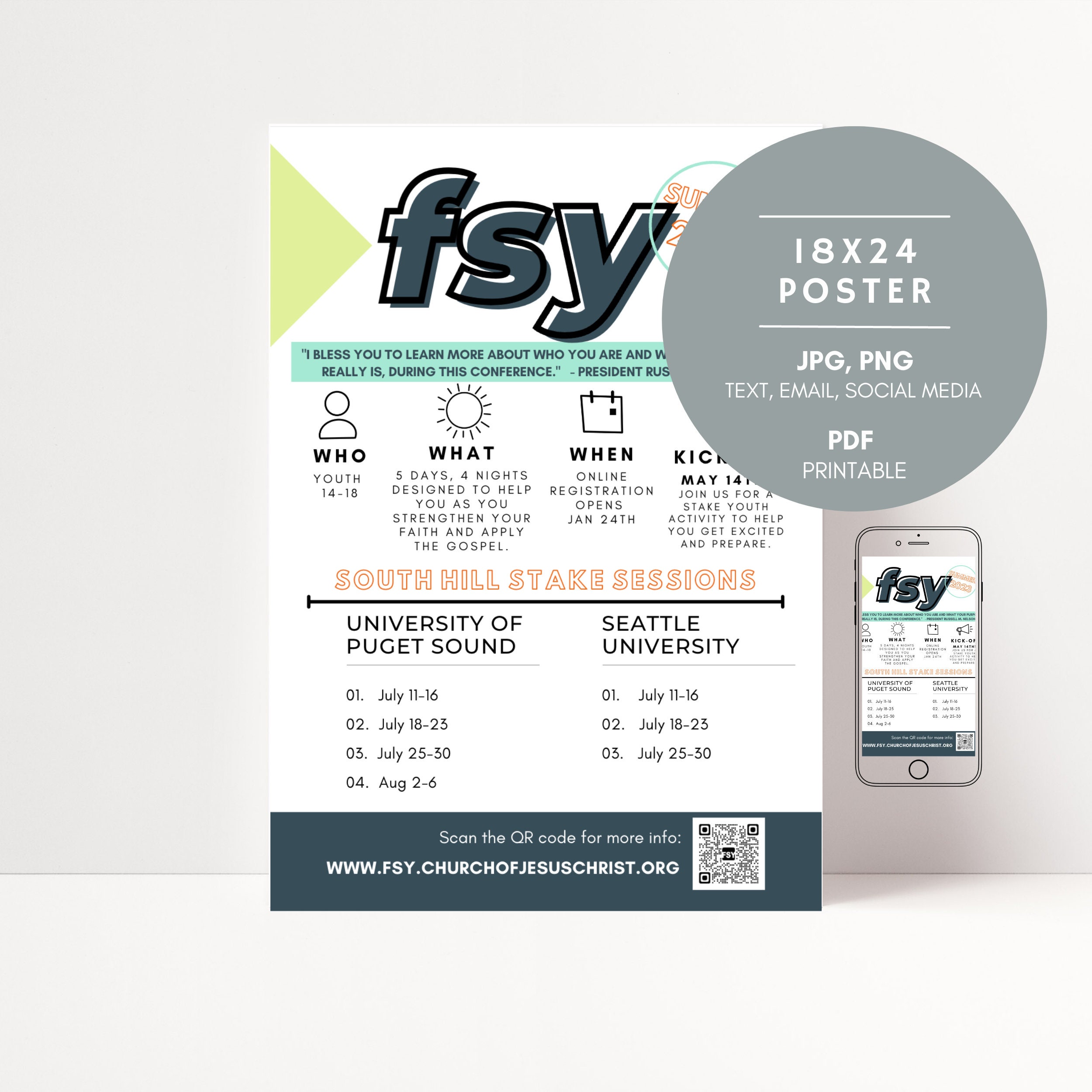 FSY LDS Youth Digital Flyer Poster Printable Download Template - Etsy