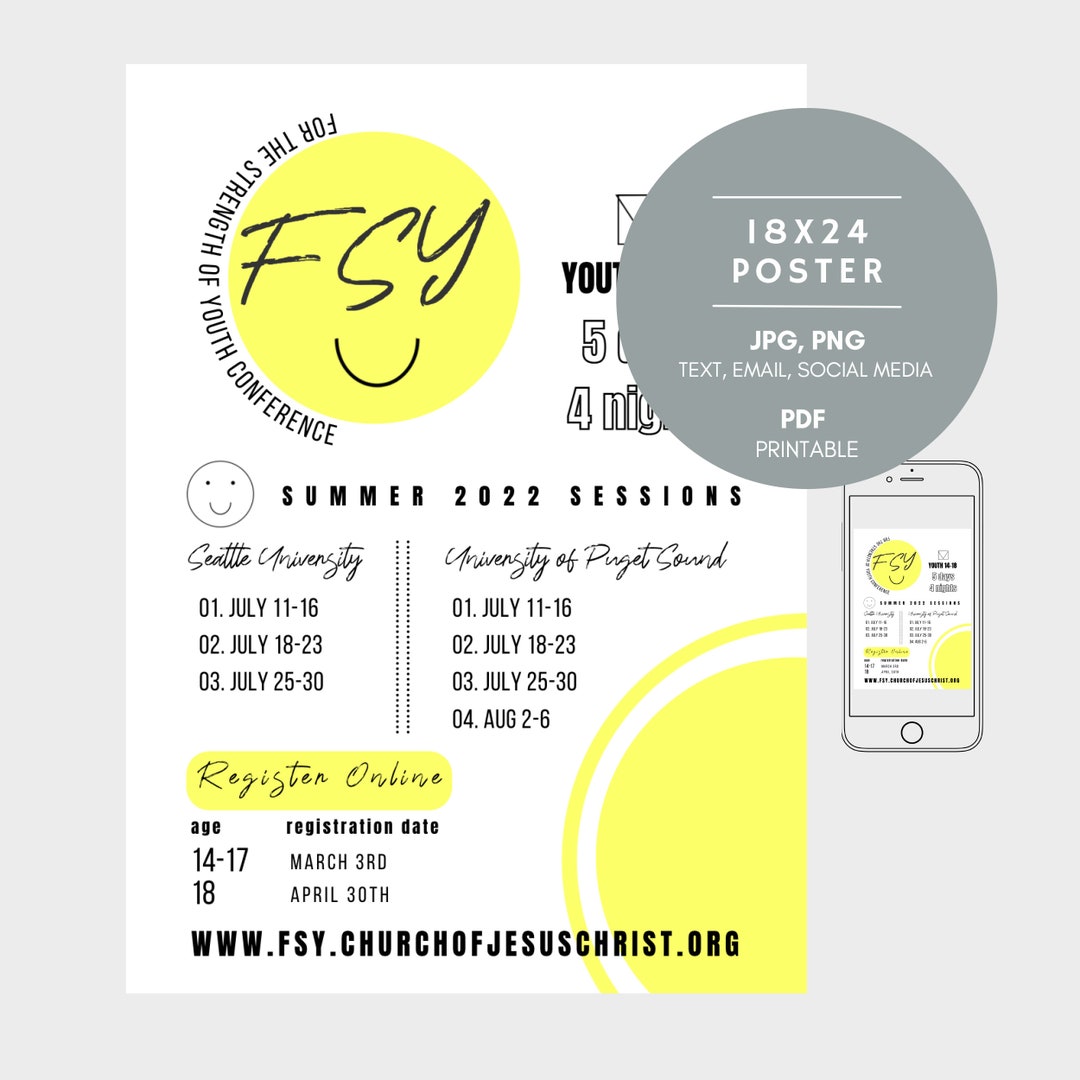 FSY LDS Youth Digital Flyer Poster Printable Download Etsy