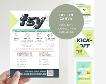 FSY LDS Youth Flyer Printable, 4 templates, For the Strength of Youth Conference, Invitation