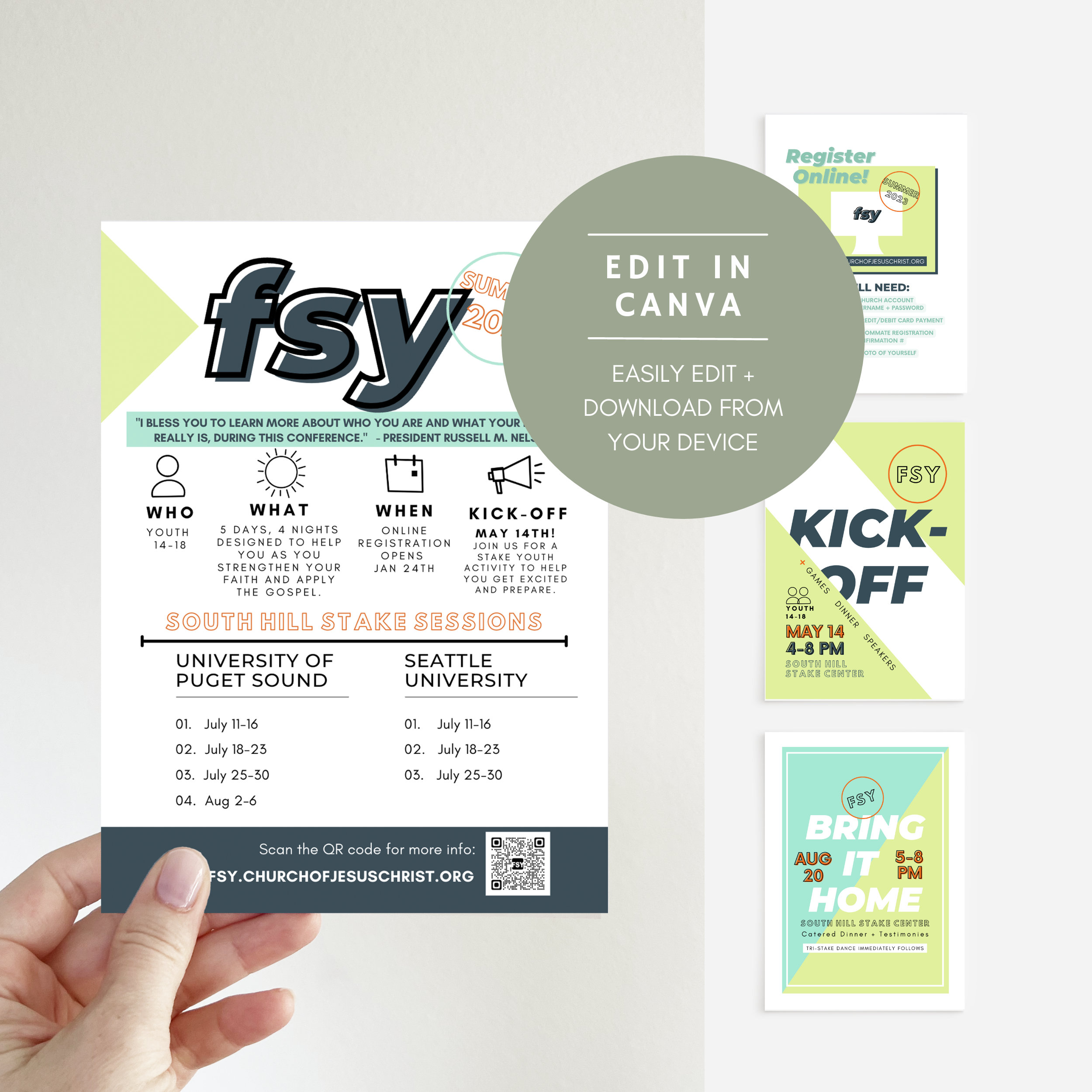 FSY LDS Youth Flyer Printable, 4 Templates, for the Strength of Youth