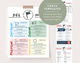 YW Camp Planner LDS Youth, 4 templates, Children and Youth Program, Youth Camp