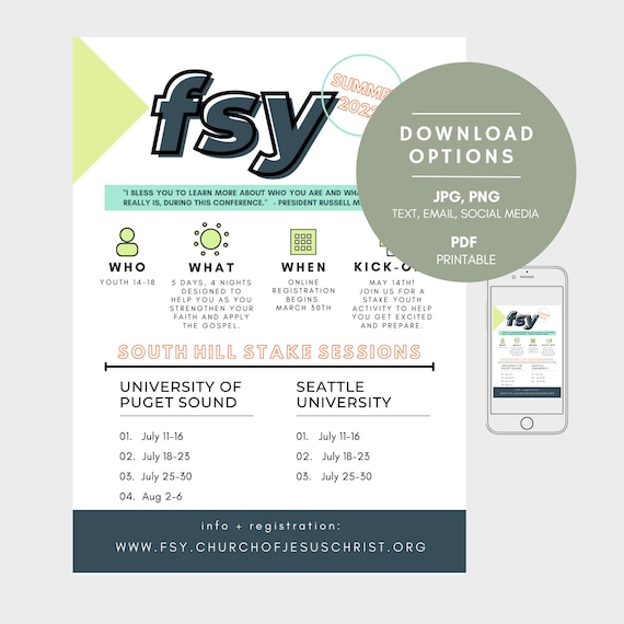 5x7 FSY LDS Youth Flyer Printable 4 Flyers for the Strength Etsy