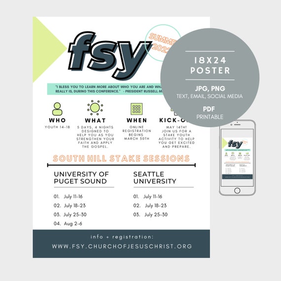FSY LDS Youth Digital Flyer Poster Printable Download Etsy