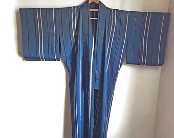 Long Kimono Blue Stripe Fabric