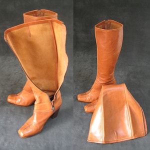 Vintage Leather Caramel Colored High Heeled Boots image 5