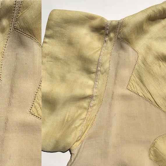 Vintage Blouse Yellow and Cream Silk with Hemstit… - image 3