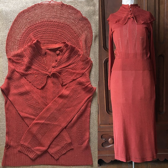 Vintage Knit Top and Skirt 1930's