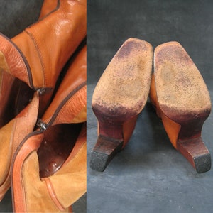 Vintage Leather Caramel Colored High Heeled Boots image 10