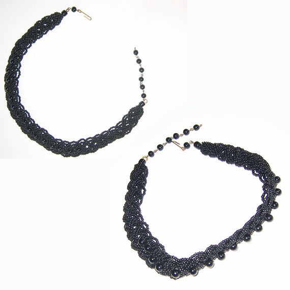 Vintage Black Beaded Choker Necklace - image 7