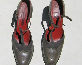YSL Grey Spectator T-Strap Suede and Leather Heels