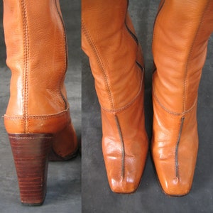 Vintage Leather Caramel Colored High Heeled Boots image 8